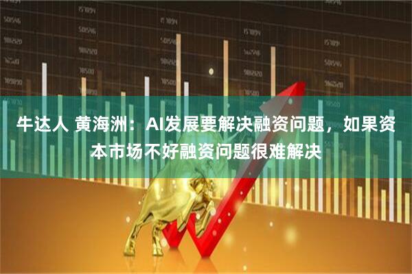 牛达人 黄海洲：AI发展要解决融资问题，如果资本市场不好融资问题很难解决